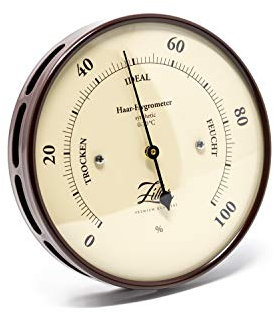 ZILLER Hygrometer synthetic, Serie Retro, Gehäuse Braun, Ziffernblatt Creme, Durchmesser 10cm, Made in Germany
