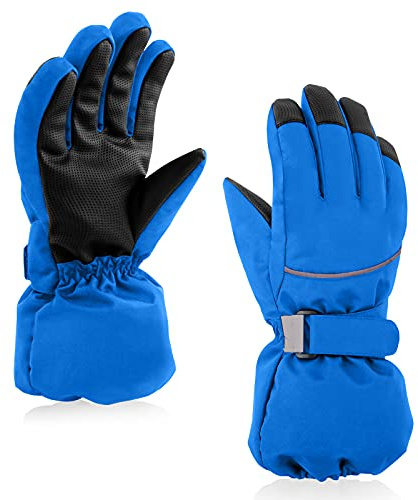 SEYUFN Kinder Winterhandschuhe Jungen Skihandschuhe Warme Mädchenhandschuhe mit Fleecefutter wasserdichte Skischutzhandschuhe Sporthandschuhe 4-14 Jahre(Blau,S(4-6 Jahre))