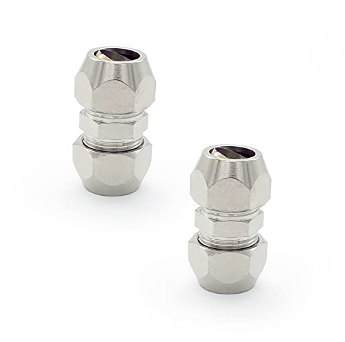 SRJQXH 2 Stück Quetschverschraubung 10mm, Silber Farbe Ferrulen Klemmverschraubung, Vernickeltes Kupfer Pneumatische Klemmverschraubung, Einsetzbar für Rohrleitungen, Luftkompressoren