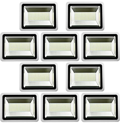 10 focos LED de 300W a prueba de agua,reflectores LED de 30000lm,blanco frío de 6500 K para exterior e interior Proyector extraplano,luz seguridad exterior,focos exteriores,focos jardín,luces ambiente