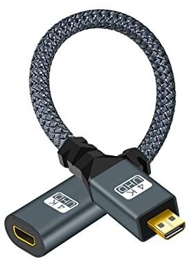 Twozoh Adaptador Micro HDMI Macho a Hembra Tipo D, Soporte 3D/4K 1080p - 20CM
