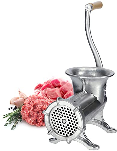 KADAX Fleischwolf aus Eisenguss, 6 Größen, manuelle Fleischmaschine, Vintage Fleischwolf, verzinkte Mahlmaschine, Mahlmaschine für Fleisch (Größe 32)