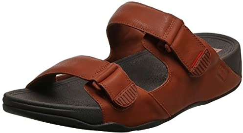 Fitflop herr Gogh Moc Slide in lädersandal, Mörkbrunt, 47 EU