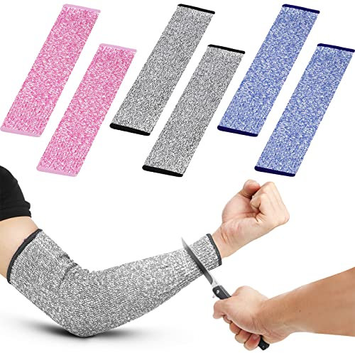 3 Paar schnittfeste Armschützer für dünne Haut und Prellungen Stufe 5 Arm Schutzhüllen für Männer Frauen, Grau, Rosa, Blau, Medium