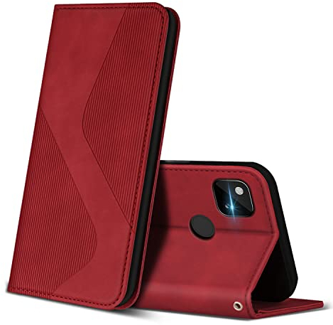 ZONNAVI Hülle für Google Pixel 4A 4G, PU Leder Handyhülle mit Kartenfächer und Standfunktion, Lederhülle Flip Wallet Case Schutzhülle für Google Pixel 4A 4G (Rot)
