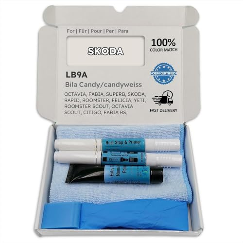 Genuine Colors Lackstift BILA Candy CANDYWEISS LB9A für Skoda Weiß Octavia Fabia SUPERB Rapid ROOMSTER Felicia YETI Scout CITIGO RS PRAKTIK Sport
