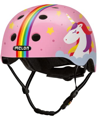Melon »Phantasia« Leichter und Cooler Kinderfahrradhelm für Jungen und Mädchen mit maximalem Schutz Größe XXS-S (46-52cm) Rosa Pink Einhorn Regenbogen …