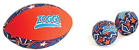 Zoggs Kid's Safe Neoprene Aqua Ball for All Ages - Orange/Blue with Star Print Pool Game & Unisex Baby (Set of 2) Kids Water Friendly Neoprene Covered Splash Balls, Orange/Blue