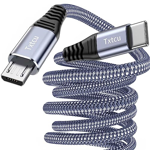 Txtcu USB C to Micro USB Cable 1M, USB Type C to Micro Cable Nylon Braided USB C to Micro Charger Android Charging Cord Dast Sync Compatible for Samsung Galaxy S7/S5/J3/J5/J7,Huawei,HTC,LG