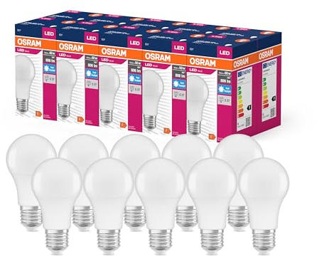 Osram LED Star Value Classic A60 LED Lampe für E27 Sockel, Birnenform, FR, 806 Lumen, tageslichtweiß (6500K), Ersatz für herkömmliche 60W Glühbirnen, nicht dimmbar, 10er-Pack