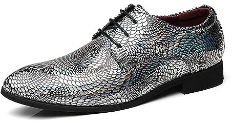 MANLADUO Scarpe Derby da uomo in stile britannico con punta a punta, in pelle, formali, lucide, scarpe alla moda per performance, Grigio, 38 EU