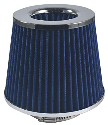 OQUGRHR Filtre d'admission d'air conique universel à haut débit Bleu 76 mm