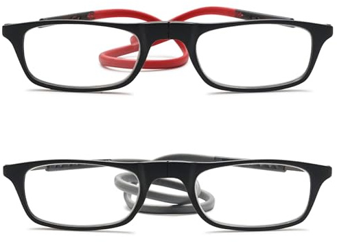 Lanomi Schmal Lesebrille Damen Herren Magnetverschluss Leicht Lesehilfe Sehhilfe mit Elastische Silikon Brillenbänder