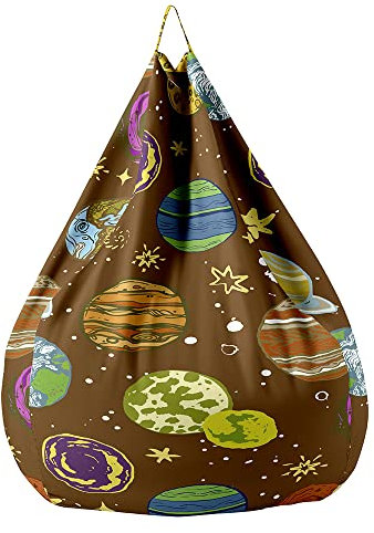 Highdi Sitzsack für Kinder Erwachsene Indoor Outdoor Sitzkissen Weicher Universum Sofabettbezug Ohne Füllung Gartenkissen Bodenkissen für Wohnzimmer Gaming (100x120cm,Saturn)