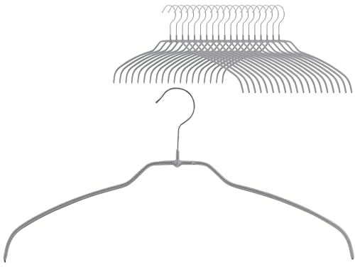 MAWA Grucce Appendiabiti, Set di 20 Grucce Salvaspazio e Antiscivolo, Gancio Girevole 360°, Ideali per Bluse, Camicie e T-Shirt, 36 cm, Argento, Made in Germany