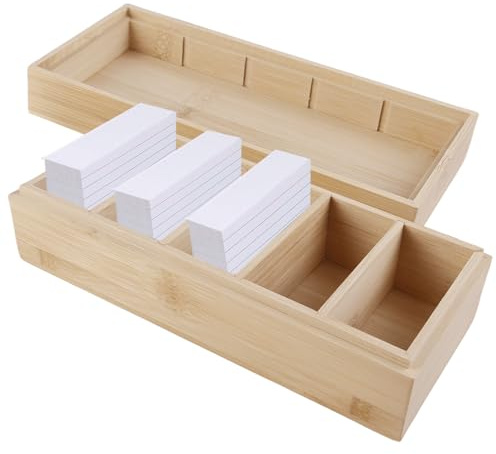 BAIFULAI Cartoncini in legno, formato A8, 20 x 8 x 6 cm, in legno con coperchio, per ufficio
