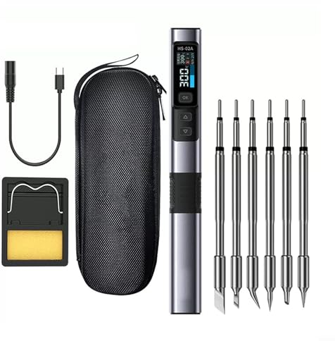 PETSTIBLE Intelligentes Lötkolben-Kit,Für FNIRSI HS02A Smart LöTkolben Pd 100w Konstanttemperatur Kit 100–450 °C Schnelles Aufheizen Einstellbare Konstante Temperatur Schnelle Hitze