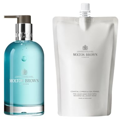 Molton Brown Coastal Cypress & Sea Fennel Fine Liquid Hand Wash Glass Bottle 200 ml & Refill 400 ml