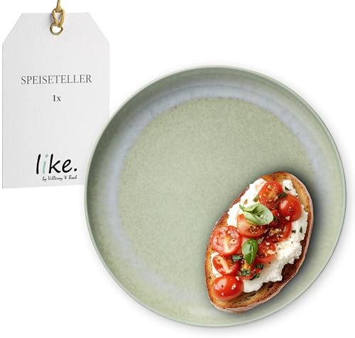 like. by Villeroy & Boch – Perlemor Alga Speiseteller 27 cm Grün, Spülmaschinenfest, Mikrowellensicher, Geschirr Keramik, Großer Teller, Essteller, Geschirr, Premium Porzellan