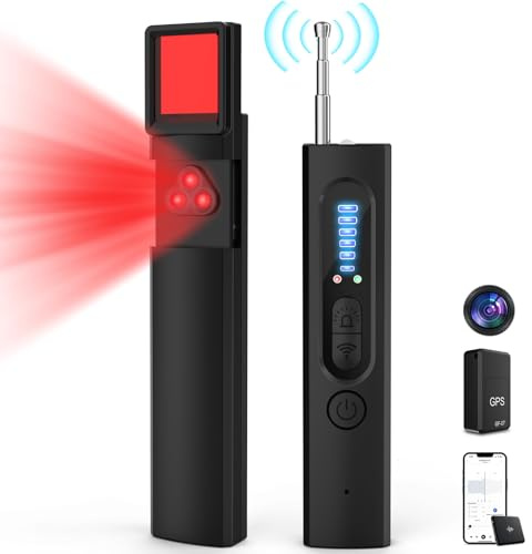 KIMTAR Détecteur de Caméra Cachée, 4 en 1 Detecteur Micro Espion RF sans Fil pour Caméra Dissimulée 6 Niveaux de Sensibilité Détecteur de Caméra Cachée, GPS Tracker pour Bureau, Hôtel, Maison