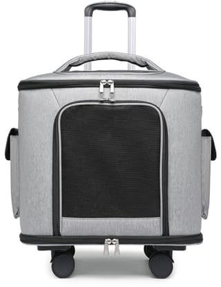 HYQOUKLR Haustiergepäck, Pet Out Trolley-Koffer Tragbare Haustiertasche mit großer Kapazität Haustiergepäck Haustier-Trolley-Tasche for Reisen im Freien(Gray A)