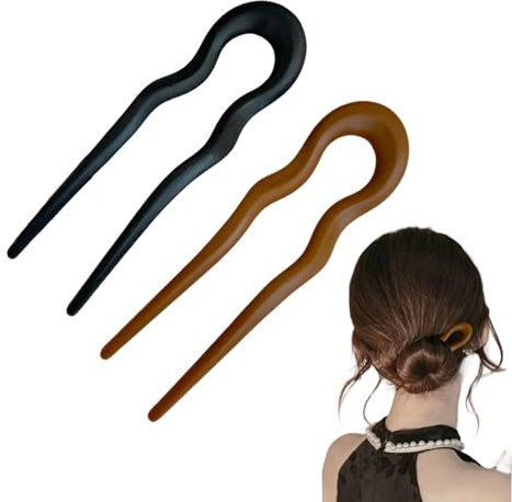 2-Stück Haargabeln, French Hair Pin, ABS-Haarstab, French Pin, Haargabel U-Förmige Haare Französische Vintage-Stil, Women Haarspangen für Hochsteckfrisuren, Gairpin Accessories Uförmige Französisch