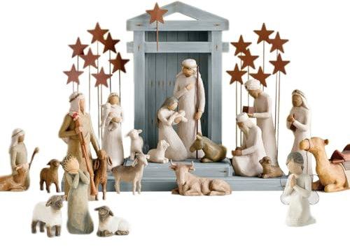 Masyrt Nativity Set, Nativity Scene, Willow Tree Nativity Surrounding New Life with and Warmth, Build a Holiday Tradition with Classic Nativity Set, Sculpted Hand Painted Figures