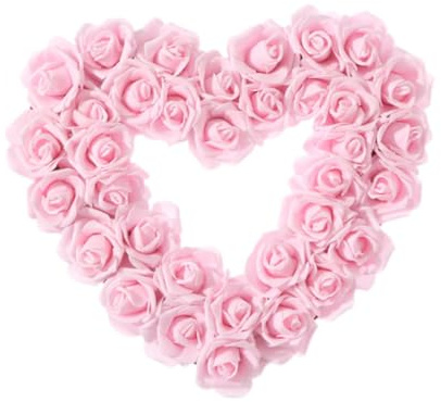 Sharplace Pink Heart Shaped Wreath,Artificial Wreath, Front Door Wreath Door Hanging Wreath for Holiday Wall Decoration Outside Party