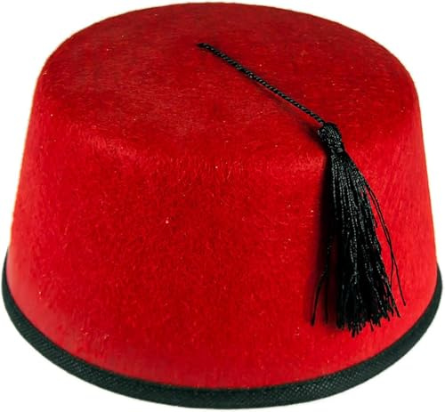 Party HuB Roter Fez Hut mit schwarzer Quaste, Erwachsenenkostüm, türkischer Hut, Tommy Cooper