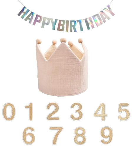HJJMN Baby Geburtstag Krone Kinder, Wiederverwendbare Kinder Filz Happy Birthday Hut Klassische Filzkrone, Hüte mit verstellbarem Klettverschluss für Mädchen Jungen Baby Kinder Alter 0-9 Jahre Have