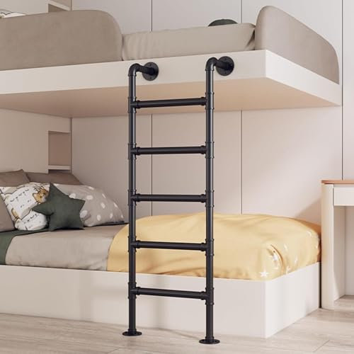 Leiter für Keller, Zuhause, Hochboden, Dachboden, Bett, Trittleiter, Schmiedeeisen, Fenster, Brunnen, Feuerleiter, Innen- und Außenbereich, Sicherheit, 220 cm, Schwarz