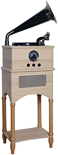 Gramophone, Retro Bluetooth Speakers Horn Solid Wood Turntable Vinyl Record Player Copper Stereo Music Machine Vintage Phonograph
