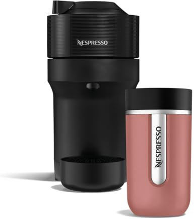 De'Longhi Nespresso Vertuo Pop ENV90.B, Máquina de Café de Cápsulas + Aeroccino Incluido, 4 Tamaños de Taza, Tecnología de Centrifugación, Set de Bienvenida Incluido, 1260W, Negro Regaliz