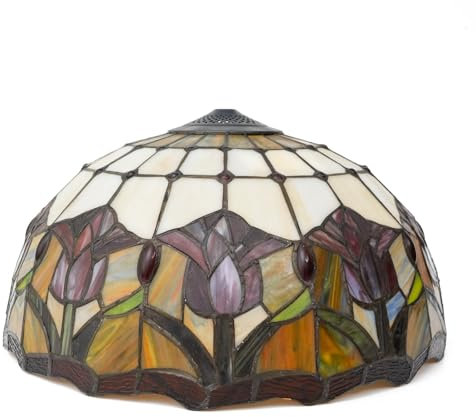 Lamp Shades for Tiffany Table Lamps 16.5 Red Tulip Stained Glass Lamp Shade Replacement Art Decor Vintage Lampshades Accessories Fit for Table Lamp Floor Lamp Pendant Light