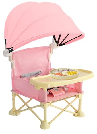 Campingstuhl für Kinder mit Tablett – Klappstuhl zur Stromversorgung – Tragbarer Kinderstuhl mit Sonnenschutz für Zuhause, Garten, Reisen, Camping, Strand, Picknick
