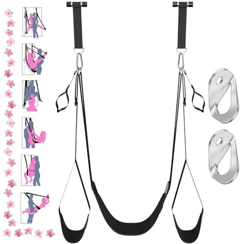 Door Stretching Strap for Physical Therapy Sex Swing & Yoga, Non-Elastic Flexibility Belt for Home Workout, Pilates, Hamstring & Leg Stretching Toys for Men & Women,Included Anchor Hanger Setup ,Valentine's Day Gift (Bolts/ Screws not Include)