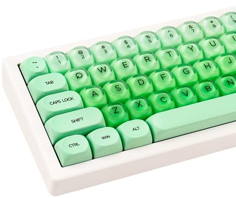 GEKUCAP PBT Keycaps MOA Profile Green Jelly Foundation Cute Keycaps 136 Keys Semi-Translucent Keycap Set for Cherry Gateron MX Magnetic Switches Mechanical Keyboard