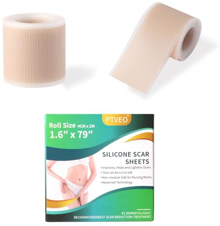 Pansement Silicone Cicatrice, 4cm x 2m Silicone Scar Sheets, Réutilisable Silicone Scar Tape