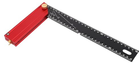 Ausla Snickarverktyg Vinkelhake, 300 Mm Aluminiumlegering, Justerbar Vinkelmätare med Märknål, 90 Graders Ramvinkelhake L-formad Linjal