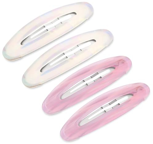 4 Stück Snap Haarspangen Groß aus Acetat Lange Haarspangen Damen 9cm rutschfeste Haarclips elegant stabile Haarklammern für feines dickes und dünnes Haar Alltag(Pink & Weiß)