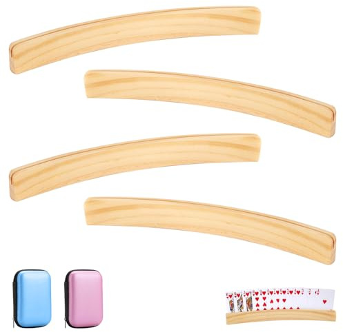 Zhixan 4 Stück Holz spielkartenhalter, Senioren Kinder Erwachsene | 2 Spielkartenboxen, freihändige spielkartenständer für Kartenspiele wie Canasta & Poker Ideal
