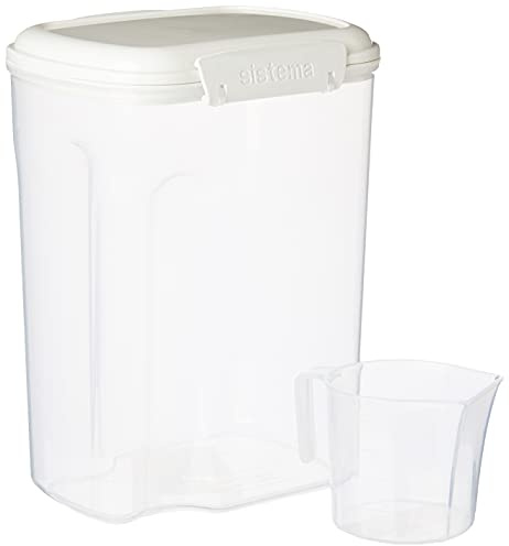 Sistema BAKE IT Food Storage Container + Measuring Cup | 3.25 L Food Pantry Storage Container | BPA-Free | White/Clear | 1 Count