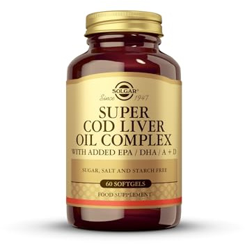 Solgar Super Cod Liver Oil Complex Softgels - Pack of 60 - Essential Fatty Acids, Vitamin A & D - Brain, Vision and Heart Health Support