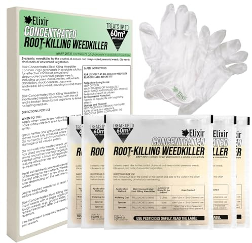 Elixir Gardens 6 x 100ml Sachets Concentrate Glyphosate Weed Killer | Treats 66 sq.m per Sachet | Home & Garden Herbicide/Weedkiller | Supplied in Box