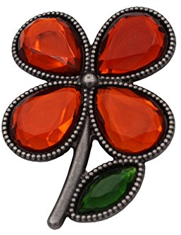 Hartmann-Knöpfe Brosche Blume altsilber Metall orange 5,3 cm x 3,5 cm