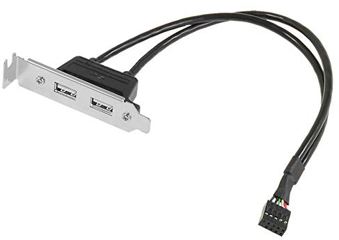 Aukson I00 USB Kabel Adapter 9-Pin Buchse auf 2X USB Buchse Slotblech – USB 2.0, Datenübertragungsrate bis 480 Mbit/s, 8 cm Slotblech, 30 cm Pfostenverbinder für Mainboard