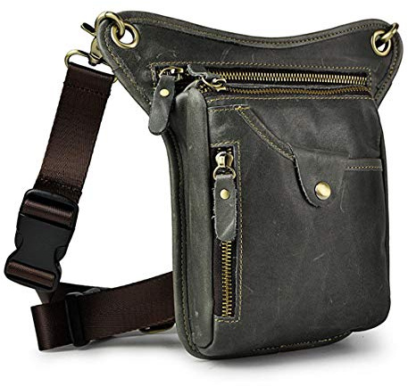 Xieben In Pelle Borsa Gamba A Goccia Per Uomo Donna Moto In Sella A Bicicletta In Bicicletta Multi-purpose In Vita Coscia Marsupio Bum Tasca Escursionismo Sportivo Custodia In Campeggio Deep Grey