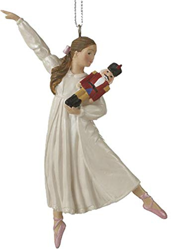 Nötknäpparprydnader: Clara från nötknäpparbaletten som bär sin vita klänning som håller en nötknäppare till julgranen, eller fönster eller vardagsgåva för en ballerina-dansare eller entusiast
