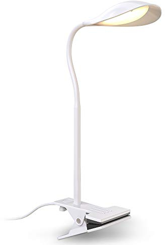 B.K.Licht Lampe de lecture à pince, flexible & pivotante, LED 3,5W, 350Lm, lumière blanche chaude 3000K, lampe de bureau, hauteur 40cm