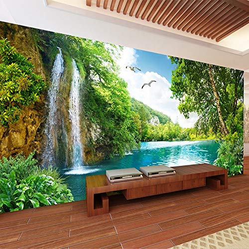 Papier peint mural 3D personnalisé décor à la maison vert montagne cascade Nature paysage 3D Photo papier peint pour salon chambre,350cm(W) x 250cm(H)